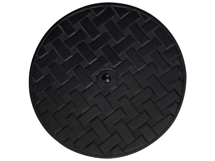 Woodard Cast Aluminum Thatch 60'' Wide Round Fire Table Top with Burner Cover WR04960FP