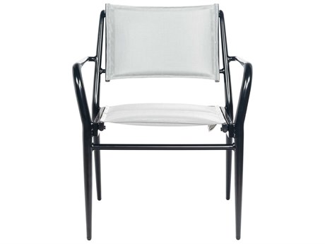 Woodard Daytona Padded Sling Aluminum Stackable Dining Arm Chair