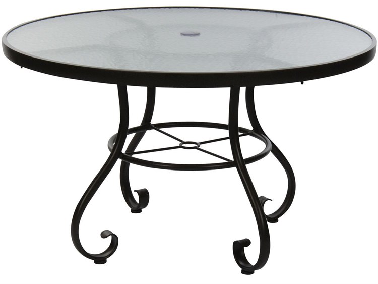 Woodard Ramsgate Aluminum 48 Round Acrylic Top Table With Umbrella Hole