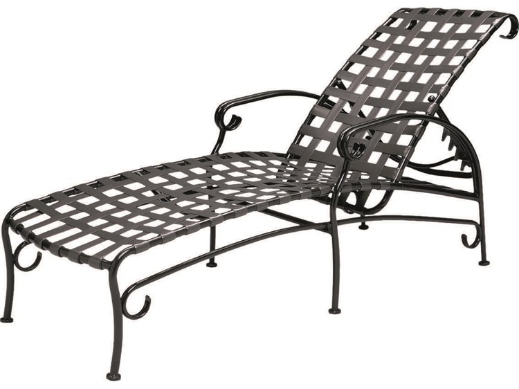 Woodard Ramsgate Strap Aluminum Adjustable Chaise Lounge with Cushion
