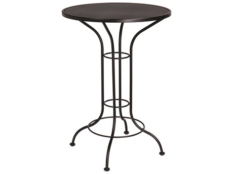 Woodard Aurora Wrought Iron Round Mesh Top Bar Height Table