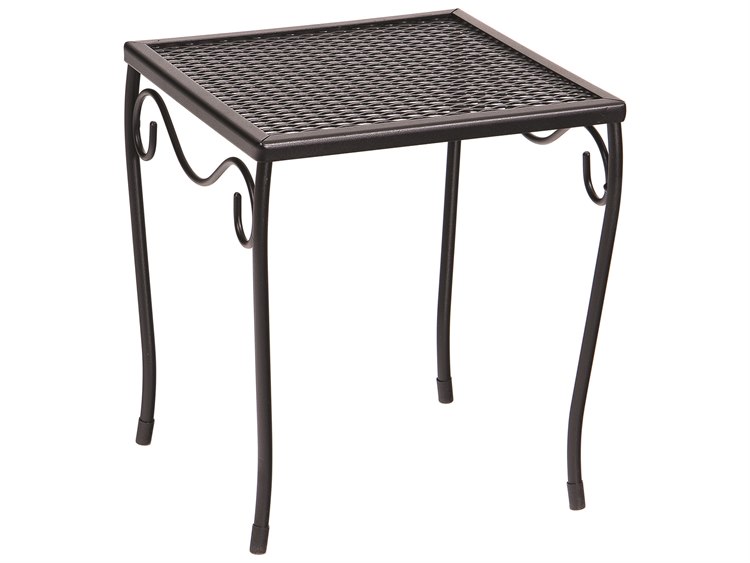 Woodard Wrought Iron Mesh 12 Wide, Black Wrought Iron Patio End Table