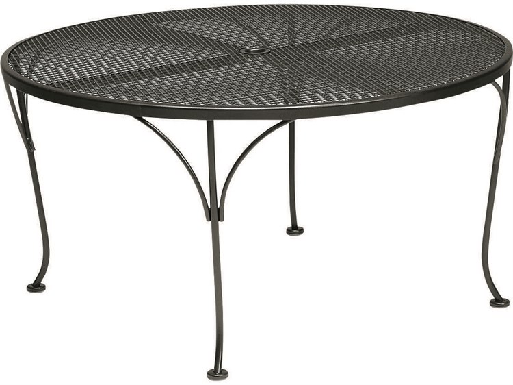 Woodard Wrought Iron Mesh 42'' Round Chat Table with Umbrella Hole