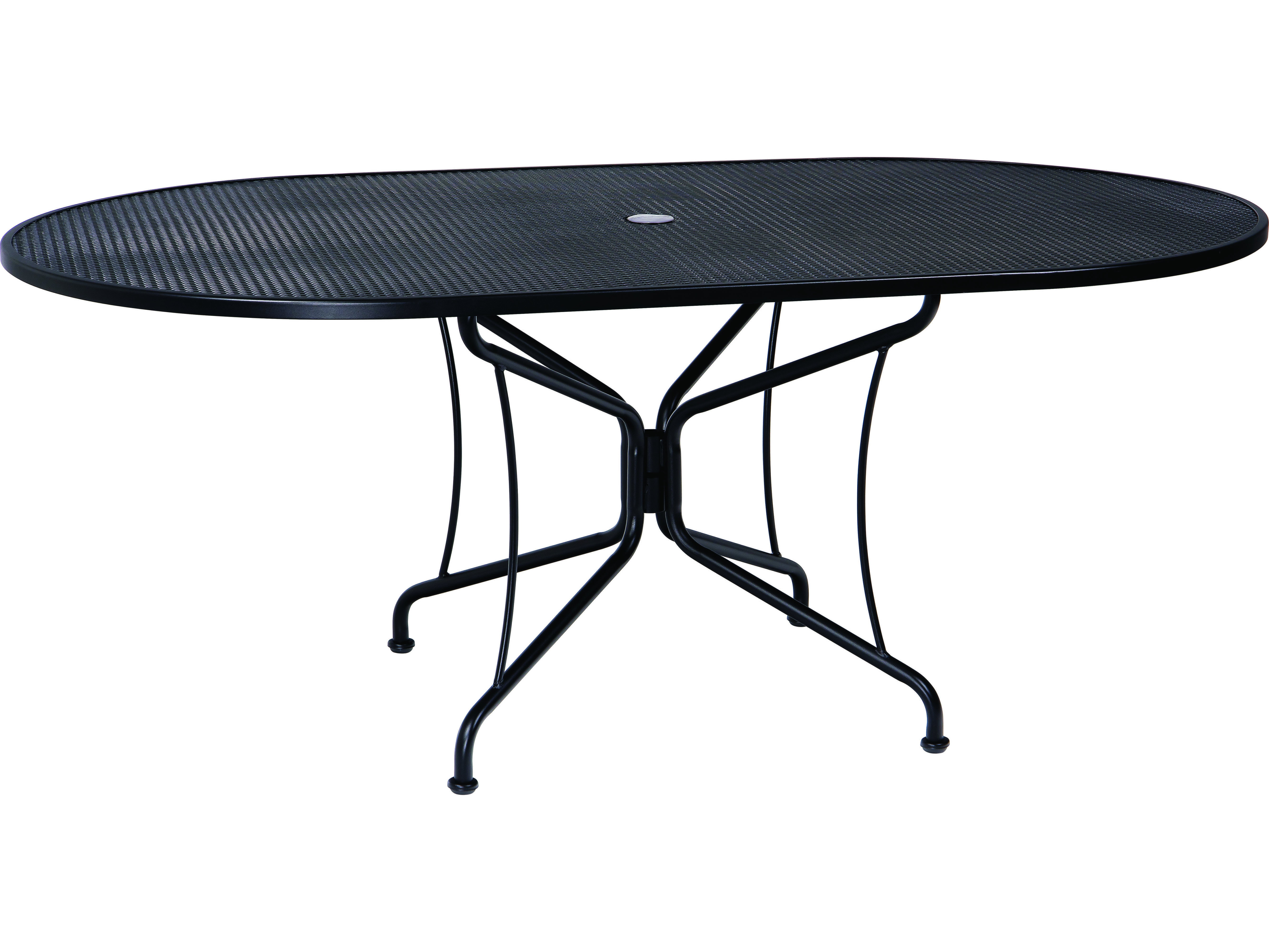 Woodard Wrought Iron Mesh 72''W x 42''D Oval 8 Spoke Dining Table with ...