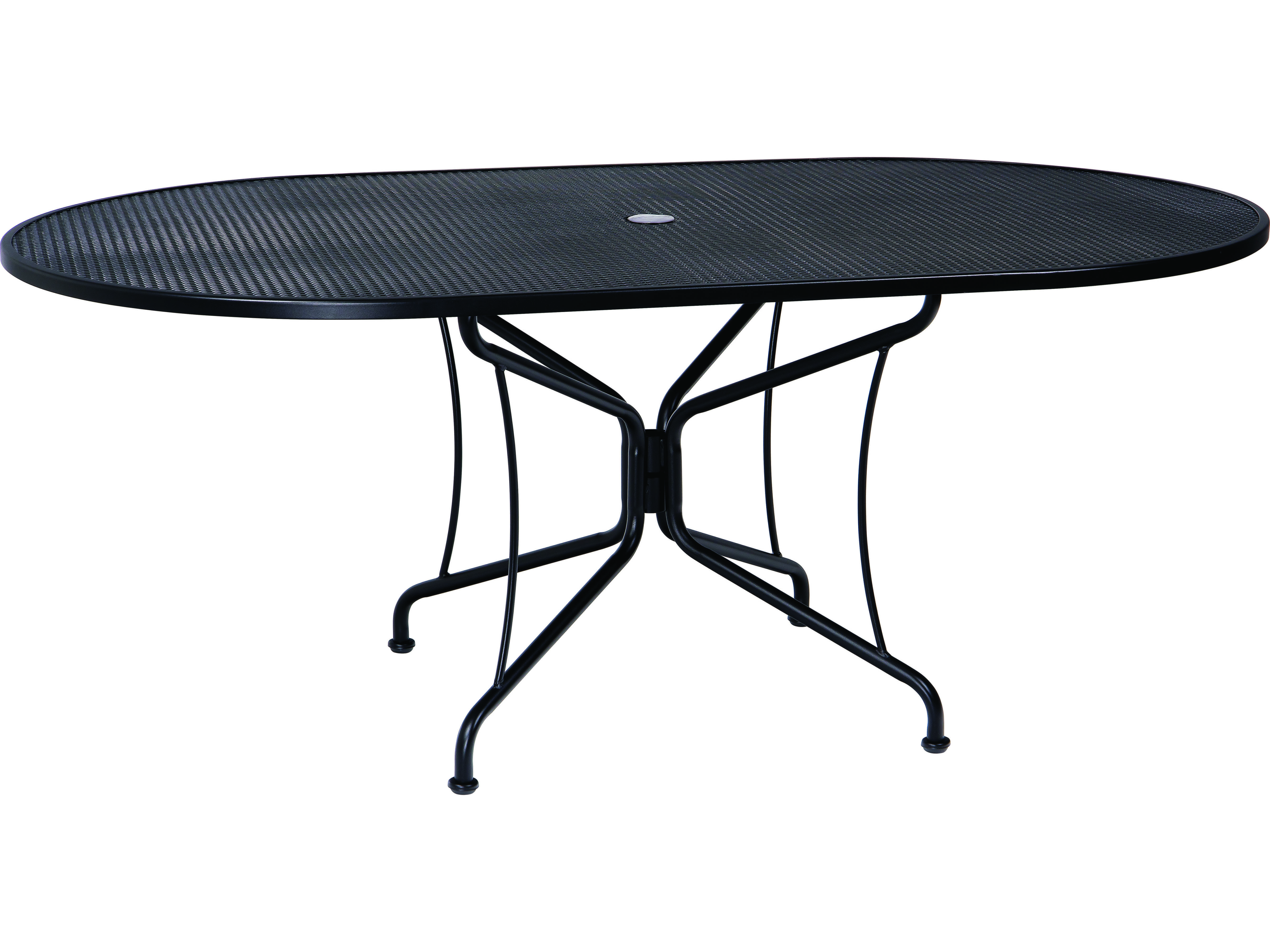 Woodard Wrought Iron Mesh 72 W x 42 D Oval 8 Spoke Dining Table