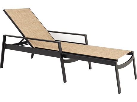 Woodard Hudson Sling Aluminum Adjustable Chaise Lounge with Arms