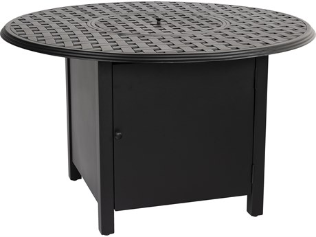 Woodard Thatch Aluminum 48'' Round Dining Height Fire Pit Table