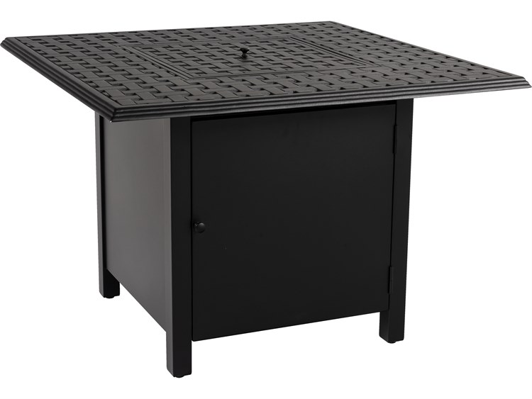 Woodard Thatch Aluminum Square Dining Height Outdoor Patio Fire Pit Table