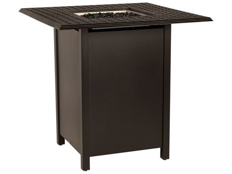 Woodard Thatch Aluminum 42'' Square Bar Height Fire Pit Table