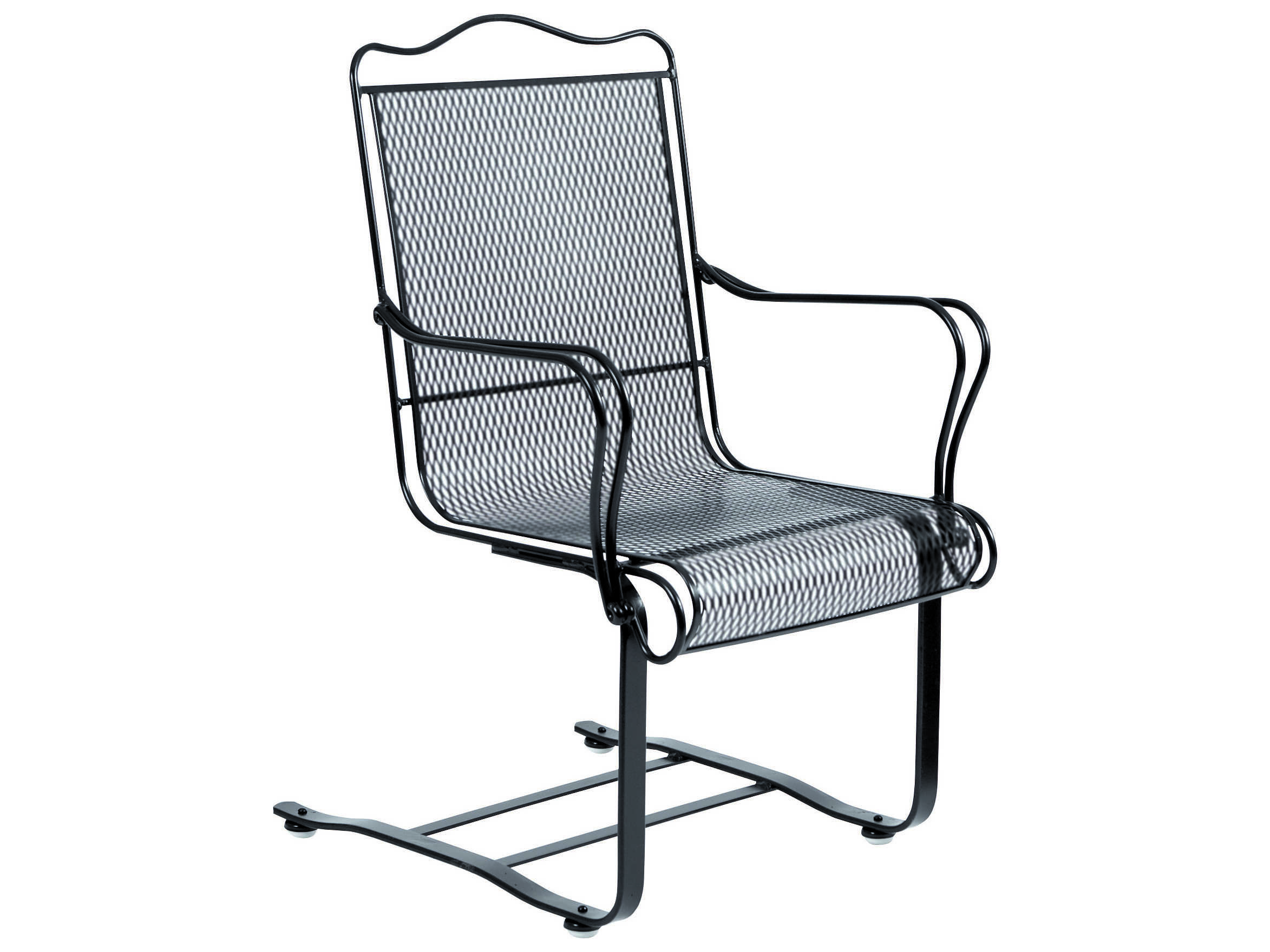 Woodard Tucson Mesh Wrought Iron High Back Spring Dining Arm Chair with ...