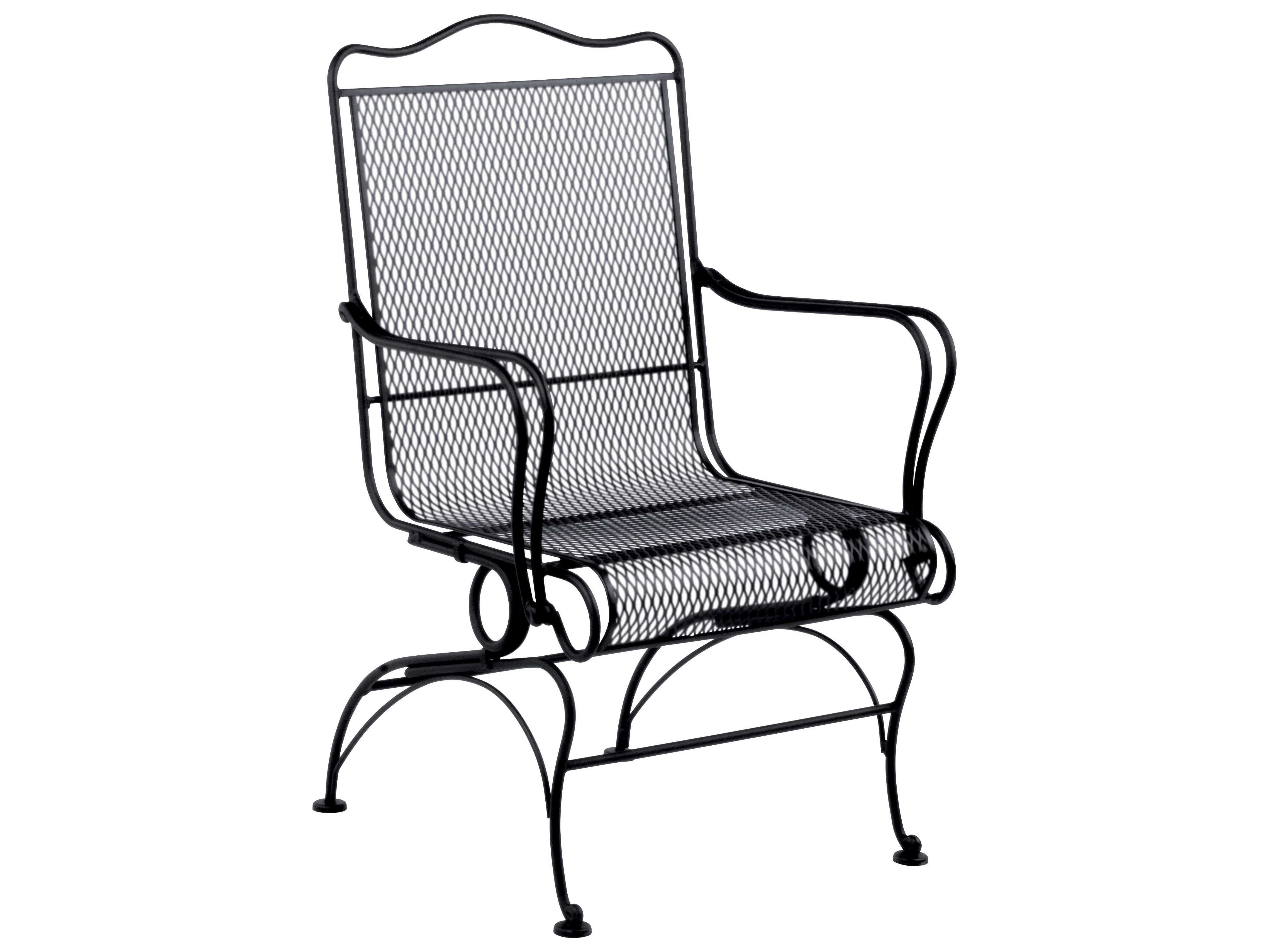 Woodard Tucson Wrought Iron High Back Coil Spring Chair 