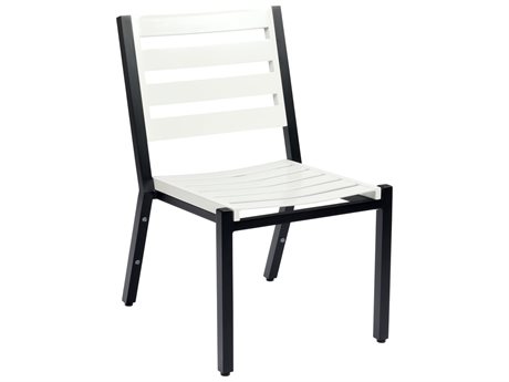 Woodard Palm Coast Slat Aluminum Dining Side Chair with Cushion