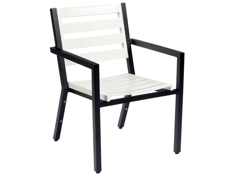 Woodard Palm Coast Slat Aluminum Dining Arm Chair with Cushion