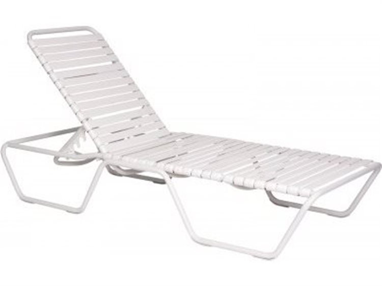 Woodard Quick Ship Baja Aluminum White Strap Chaise Lounge  WR23070N.44.1A