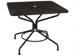 Woodard Mesh Wrought Iron Textured Black 36'' Square Dining Table with Umbrella Hole