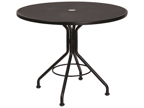 Woodard Wrought Iron Mesh 36 Round Bistro Table with Umbrella