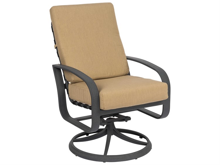 Woodard Cayman Isle Cushion Aluminum Swivel Rocker Dining Arm Chair