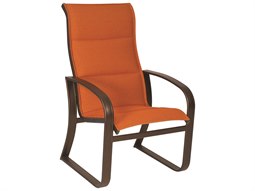 Woodard Cayman Isle Padded Sling Aluminum High Back Dining Arm Chair