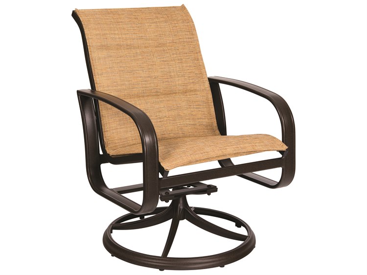 Woodard Cayman Isle Padded Sling Aluminum Swivel Rocker Lounge Chair