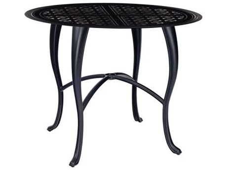 Woodard Hampton Cast Aluminum 36'' Round Counter Height Table with Umbrella Hole in Cabriole Base