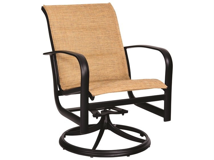 Woodard Fremont Padded Sling Aluminum Swivel Rocker Lounge Chair