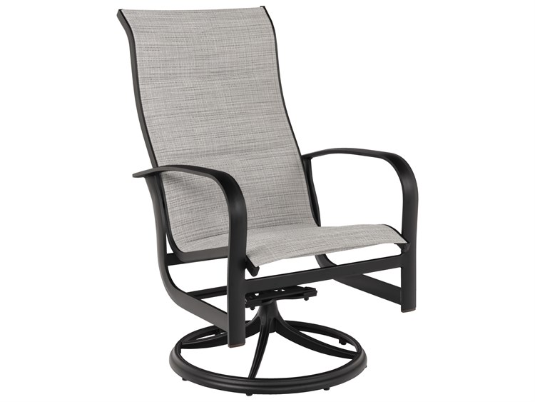 Woodard Fremont Padded Sling Aluminum High Back Swivel Rocker Lounge Chair