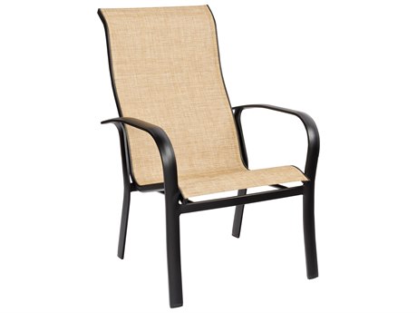 Woodard Fremont Sling Aluminum Stackable High Back Dining Arm Chair