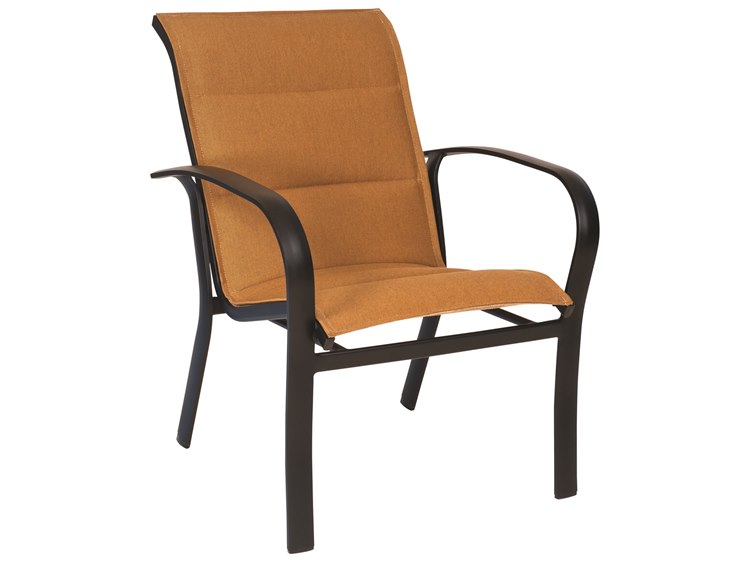 Woodard Fremont Padded Sling Aluminum Stackable Dining Arm Chair