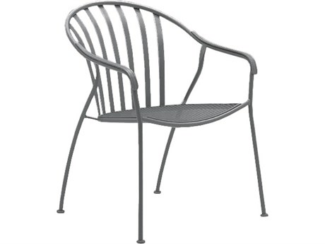 Woodard Valencia Wrought Iron Stackable Barrel Patio Dining Arm Chair