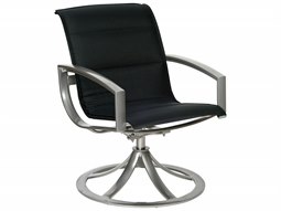 Woodard Metropolis Padded Sling Aluminum Swivel Dining Arm Chair
