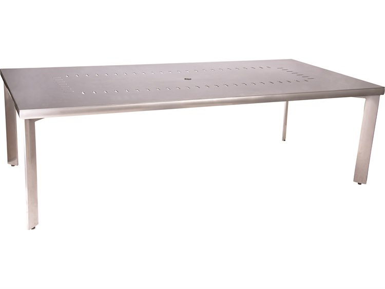 Woodard Metropolis Aluminum 90''W x 44''D Rectangular Dining Table with Umbrella Hole