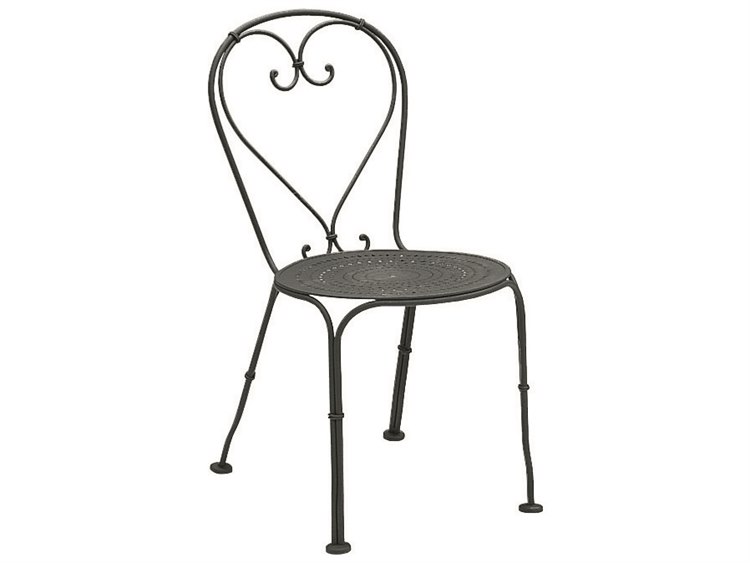 Woodard Parisienne Wrought Iron Dining Side Chair with Cushion