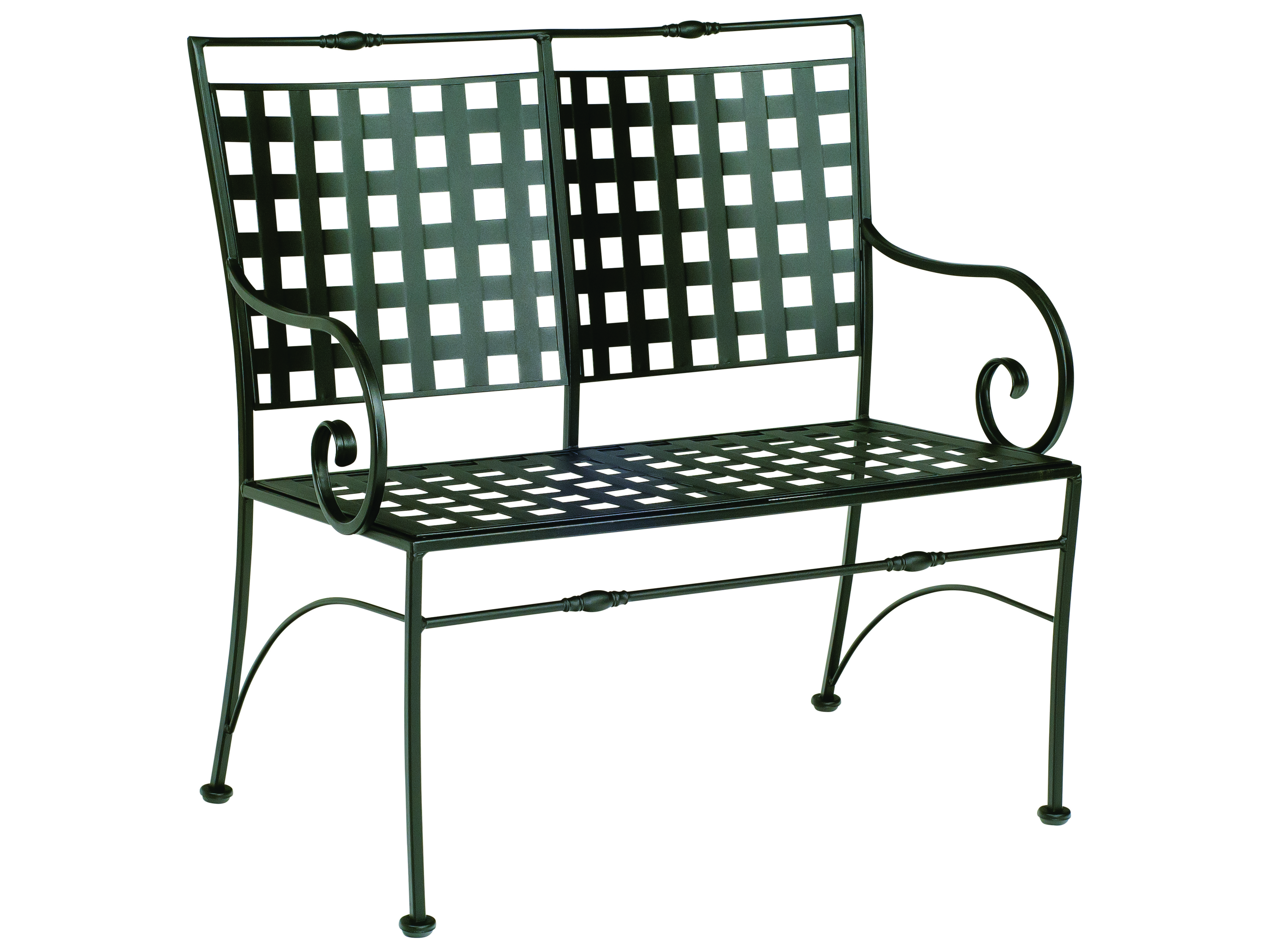 Woodard Sheffield Wrought Iron Bench With Cushion Wr3c0004st