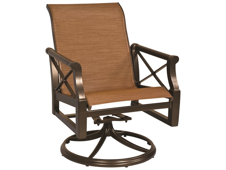 Woodard Andover Sling Aluminum Swivel Rocker Dining Arm Chair