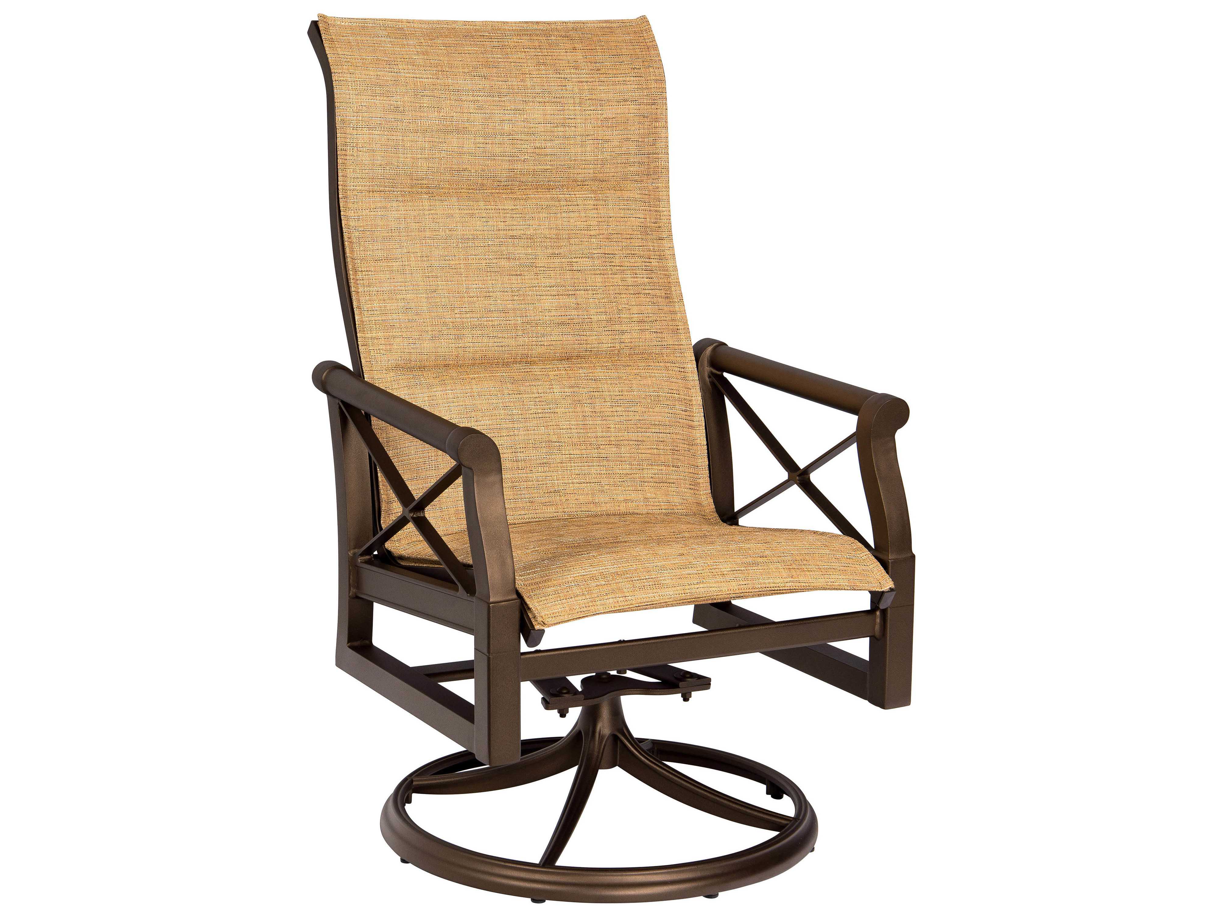 Woodard Andover Padded Sling High Back Swivel Rocker Dining Chair