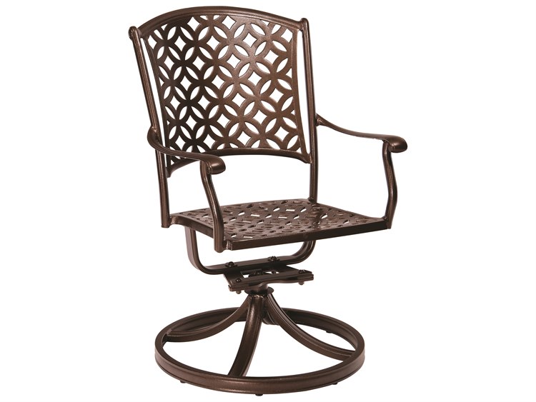Woodard Casa Cast Aluminum Swivel Rocker Dining Arm Chair