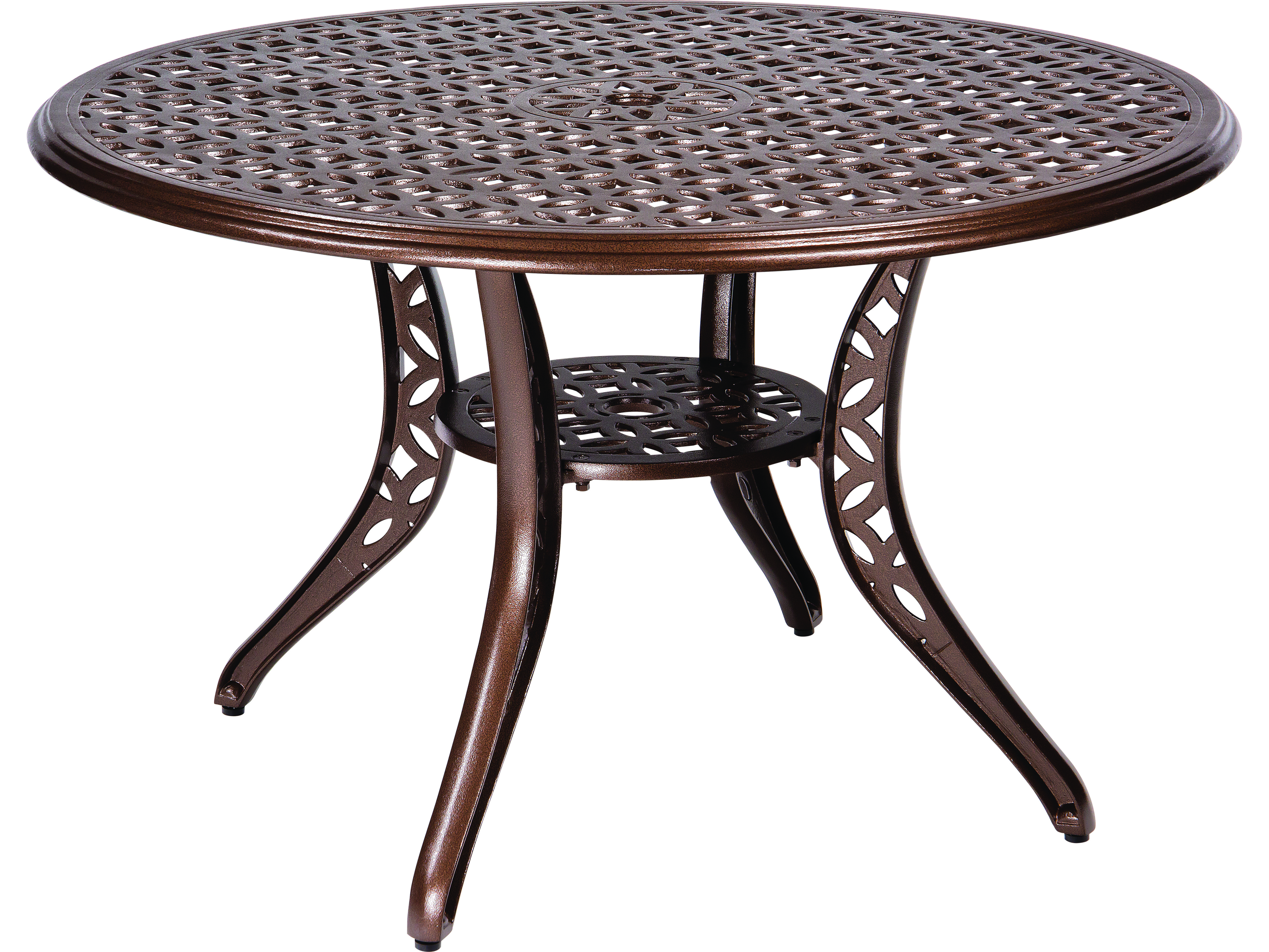 Woodard Casa Cast Aluminum 48'' Wide Round Dining Table with Umbrella