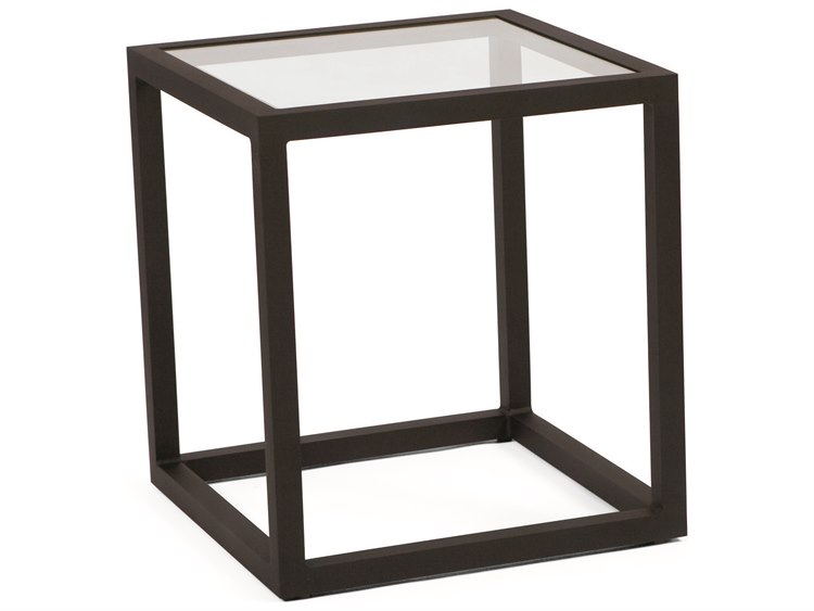 Woodard Salona By Joe Ruggiero Aluminum 20'' Square Glass Top End Table