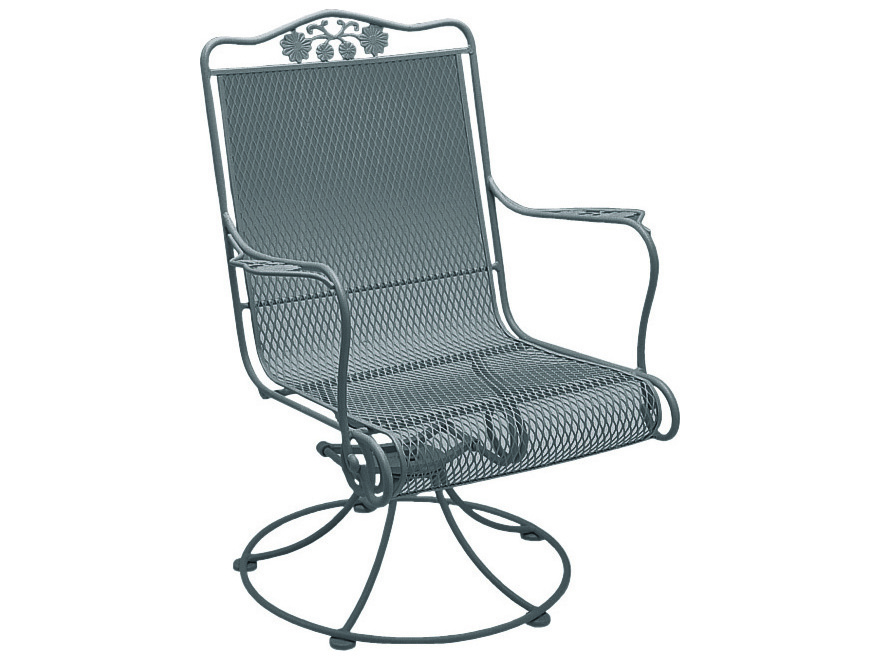 Woodard Briarwood Wrought Iron High Back Swivel Rocker Dining Arm Chair Wr400072 - Swivel Rocking Patio Set