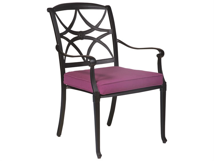 Woodard Wiltshire Cast Aluminum Dining Arm Chair with Cushion