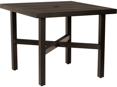 Woodard Tri-slat Aluminum 36'' Square Bistro Table with Umbrella Hole
