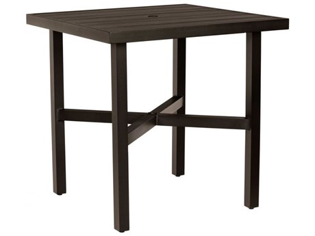 Woodard Tri-slat Aluminum 36'' Square Counter Table with Umbrella Hole