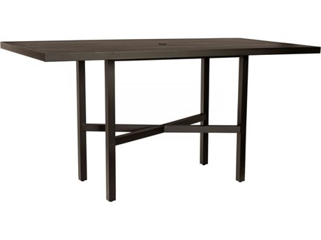 Woodard Tri-slat Aluminum 84''W x 42''D Rectangular Counter Table with Umbrella Hole