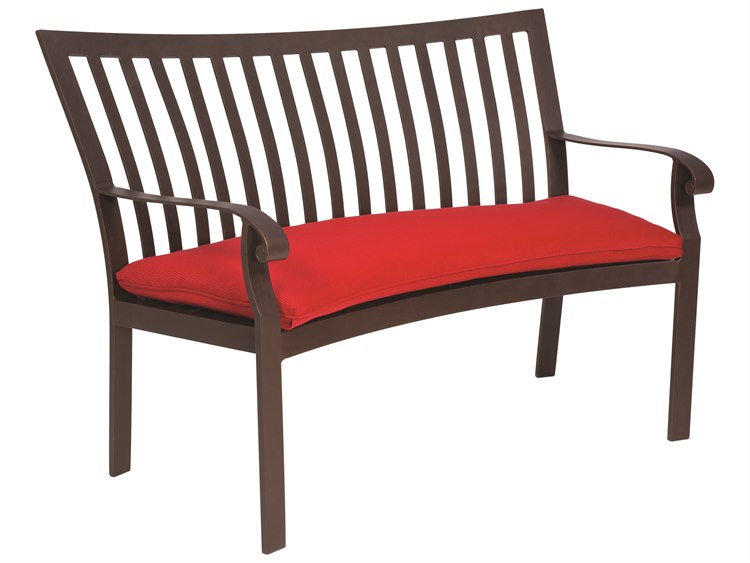 Woodard Cortland Aluminum Crescent Bench with Cushion