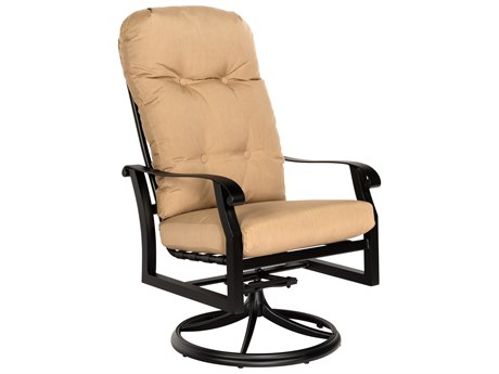 Woodard Cortland Cushion Aluminum High Back Swivel Rocker Dining Arm Chair