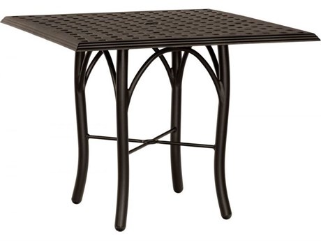 Woodard Thatch Aluminum 36'' Square Bistro Table with Umbrella Hole