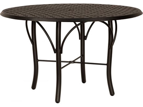 Woodard Thatch Aluminum 48'' Round Dining Table with Umbrella Hole