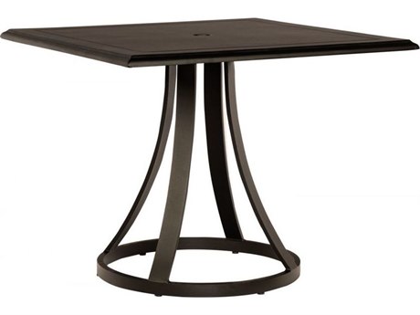 Woodard Solid Cast Aluminum 36'' Square Bistro Table with Umbrella Hole