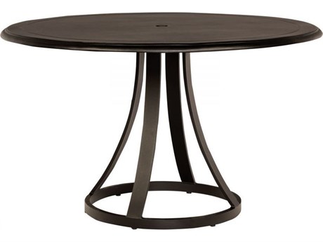 Woodard Solid Cast Aluminum 48'' Round Dining Table with Umbrella Hole