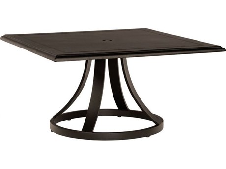 Woodard Solid Cast Aluminum 36'' Square Coffee Table with Umbrella Hole